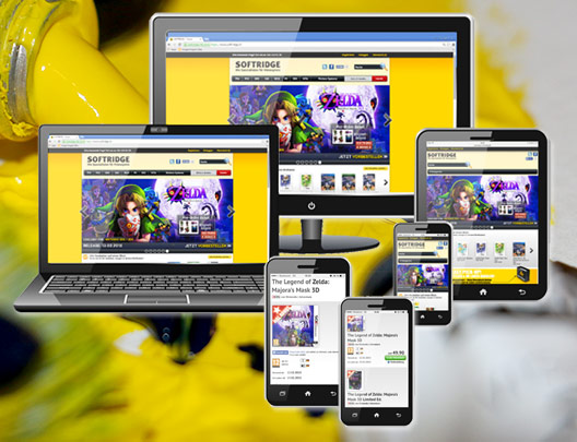 Verschiedene Screenshots der responsive Webseite von Softridge.ch auf verschiedenen Geräten