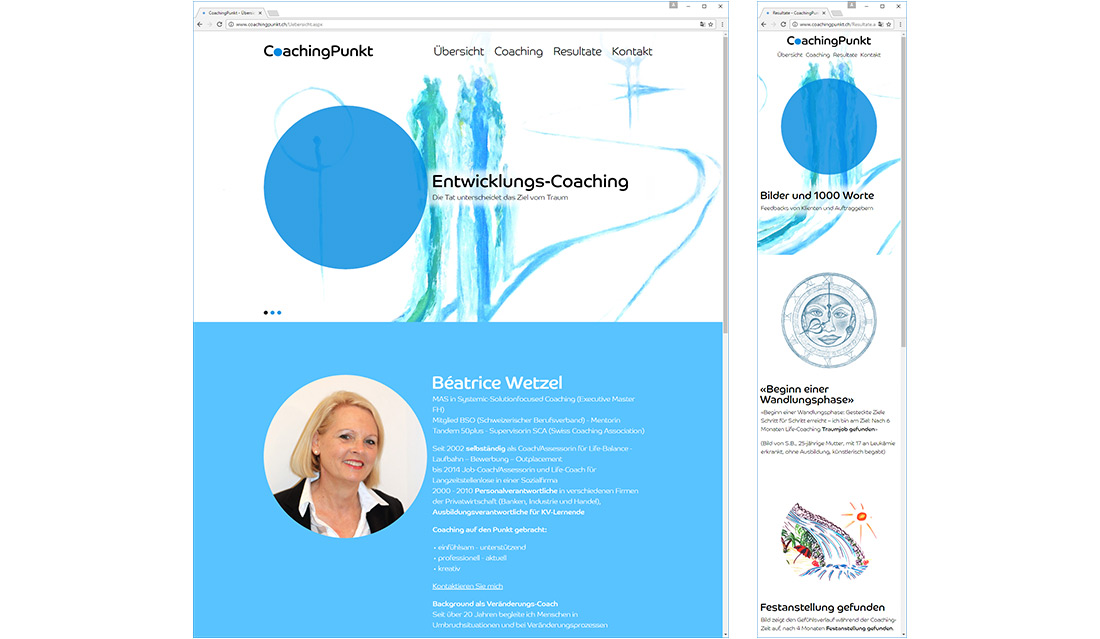 Screenshots der Webseite von CoachingPunkt.ch
